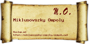 Miklusovszky Ompoly névjegykártya